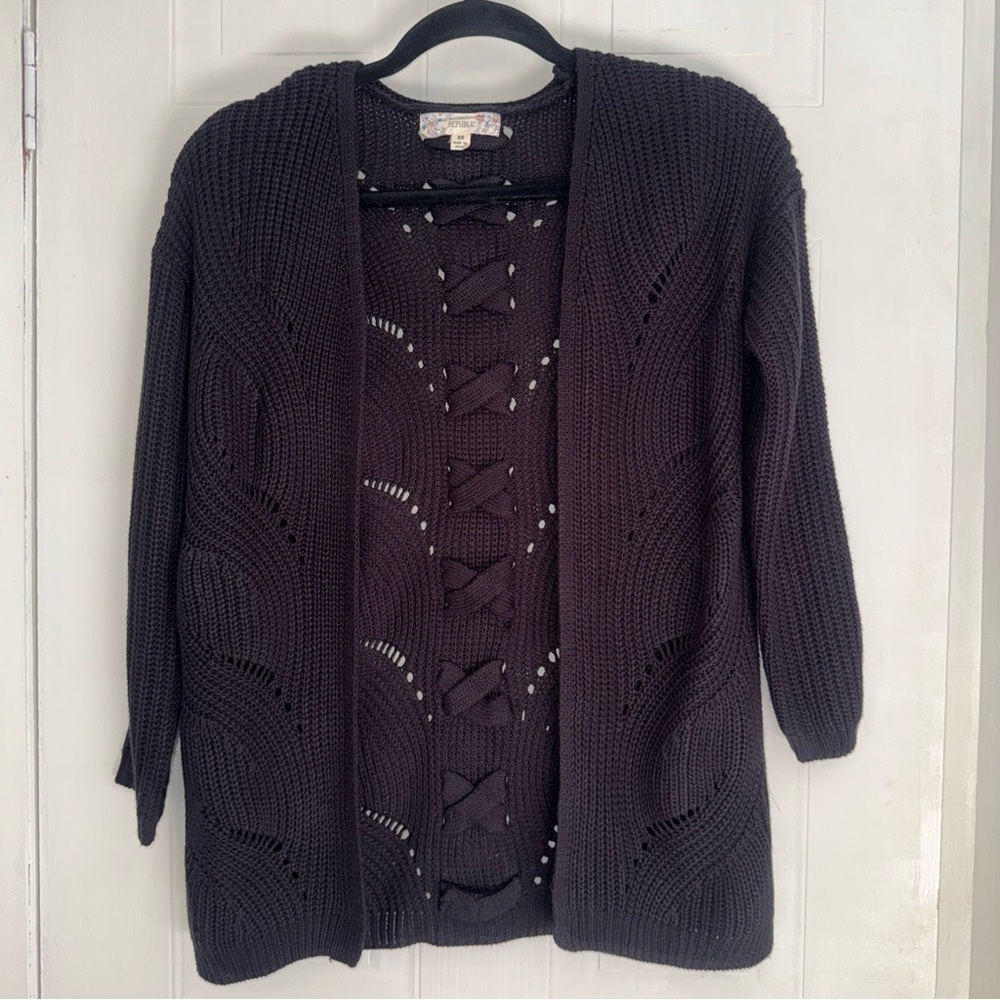 Elegant Black Open Front Cardigan